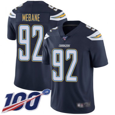 Los Angeles Chargers NFL Football Brandon Mebane Navy Blue Jersey Men Limited 92 Home 100th Season Vapor Untouchable